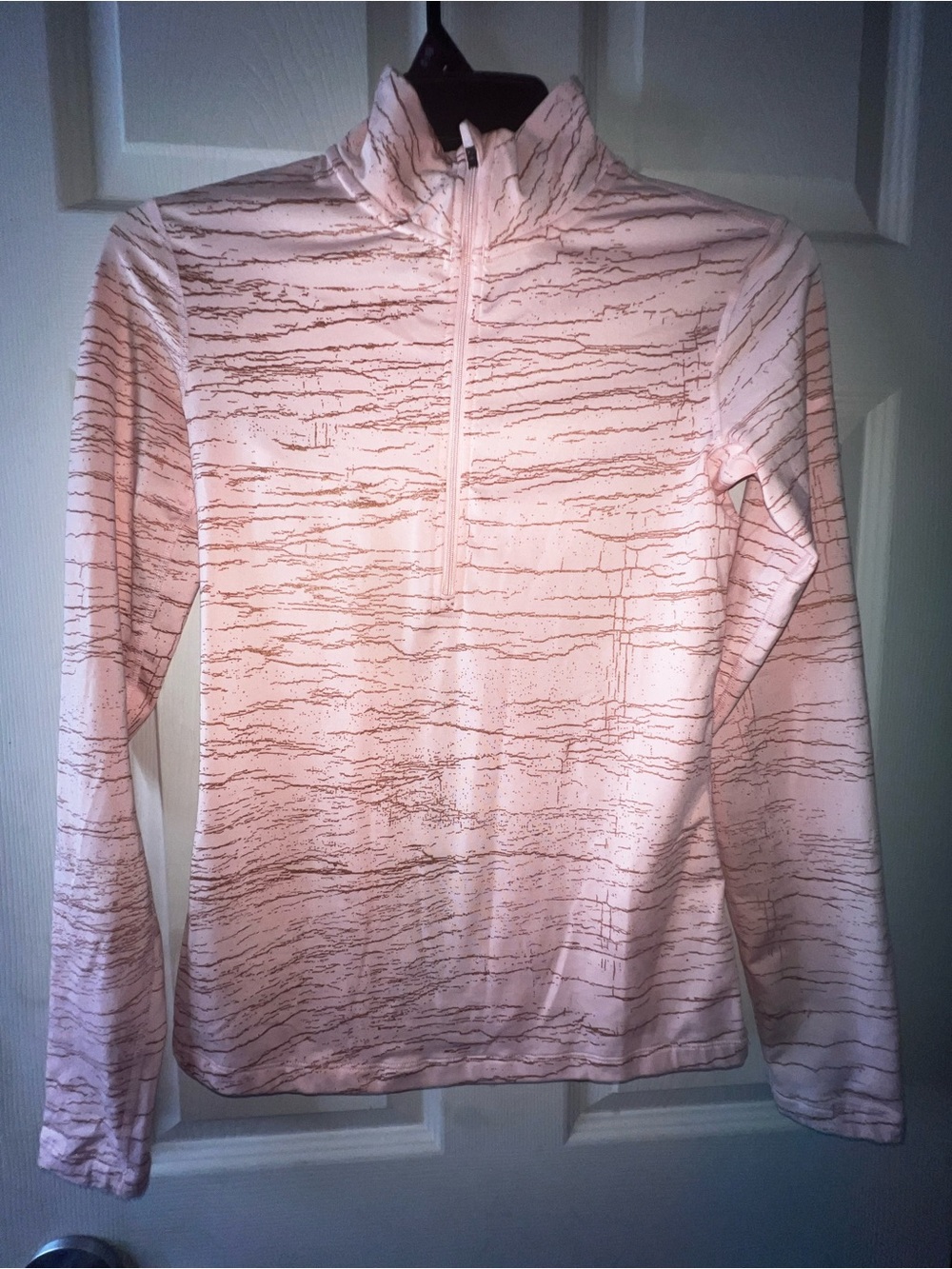 Nike Pro Light Pink Quarter-Zip Stripe-Print Pullover
